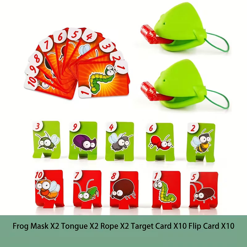 Frog Mouth Tongue Shooting Mask Toy, Interactive Card Game for Desktop Fun