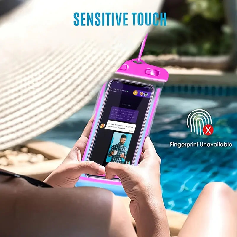 Fluorescent Waterproof Phone Bag – Touchscreen & Swim-Friendly