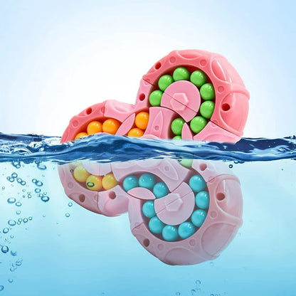 Fidget Spinner + Six-Sided Rotating Cube 2-in-1, Magic Bean Fun Educational Toy