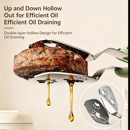 🍳 2-in-1 Lockable Oil-Draining Spatula Tongs 🔥