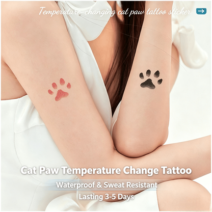 🐱🐾 [5 PCS]Temperature-Color-Changing Cat Paw Tattoo – Body Heat Color Change | Waterproof & Sweat-Resistant | Cute & Fun
