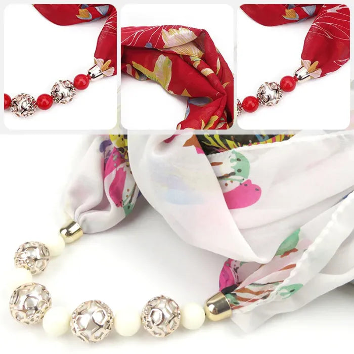 Multifunctional Chiffon Beads Pendant Scarf