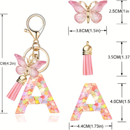 Butterfly Letter Keychain Tassel Design
