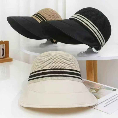 🌴 Women's Trendy Breathable Sun Bucket Hat – Side Clips for Face Mask, UV Protection & Foldable