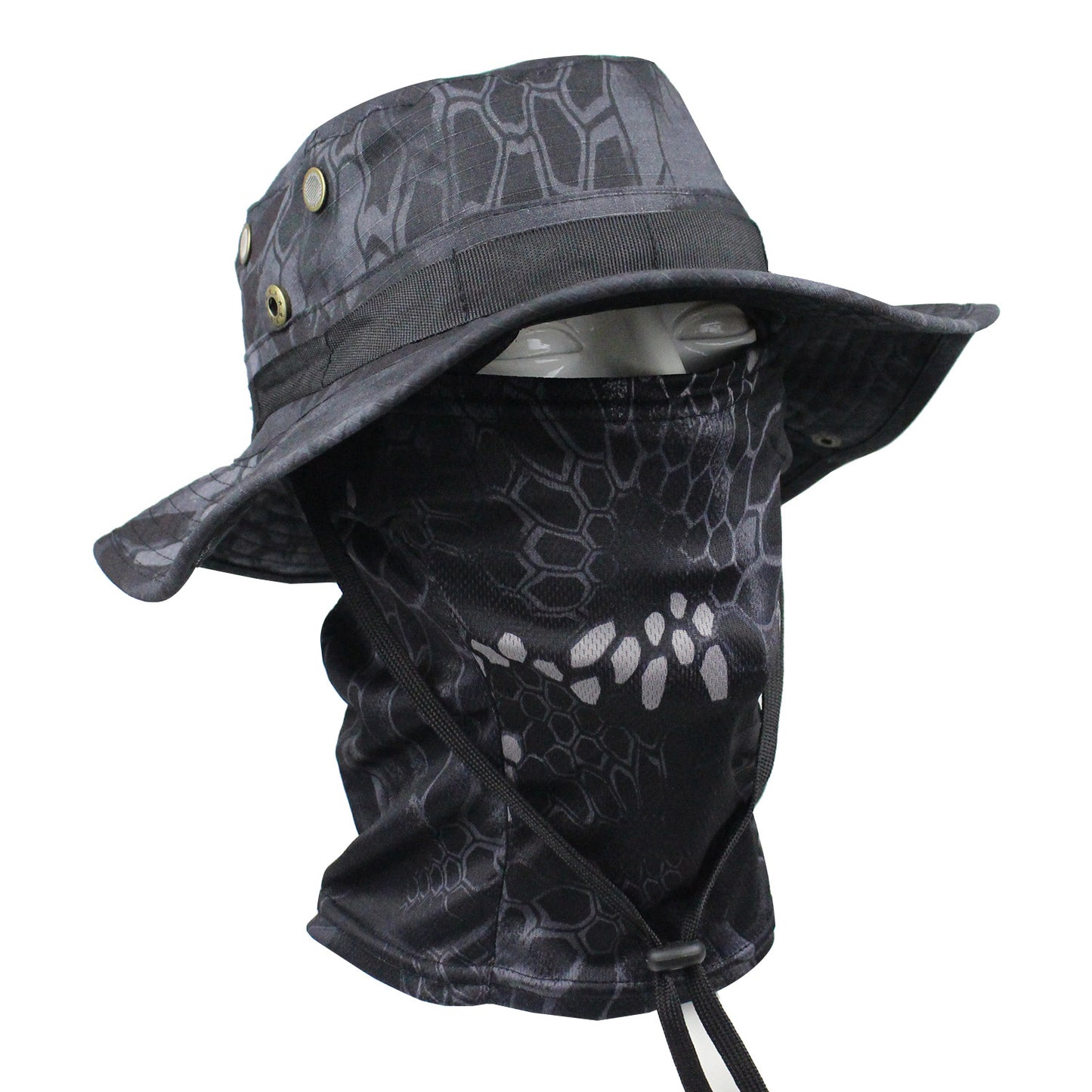 High Quality-Outdoor Camouflage Fisherman Hat, Hat and Face Mask 2-Piece Set