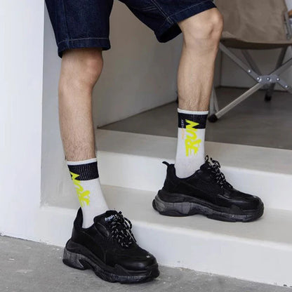 Letter Blocking Mid-Calf Socks