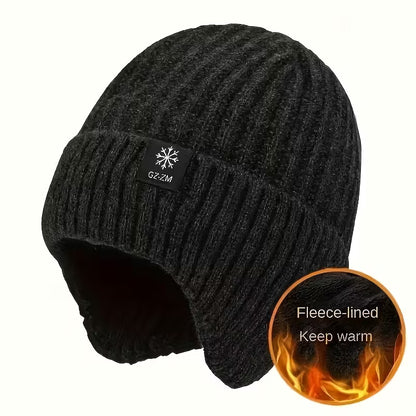 Unisex Winter Warm Knit Hat with Fleece Lining and Ear Protection
