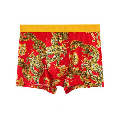Golden Dragon Pattern Men's Printed Boxer Briefs
