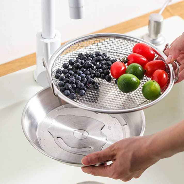 Stainless Steel Oil Strainer Tray – Dual-Handle Design for Easy Lifting