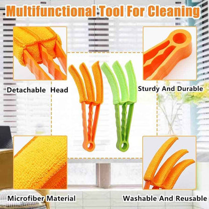 3-in-1 Blinds & AC Vent Cleaning Brush with Microfiber Sleeves – Multipurpose Dust Remover Tool