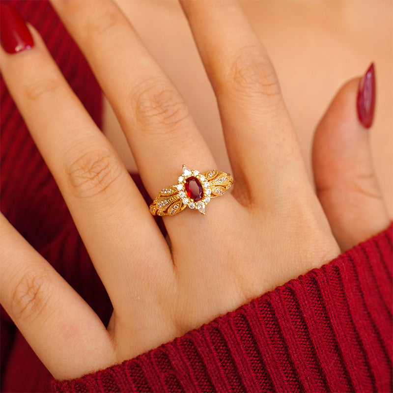 High-end Sparkling Ruby Open Ring That Brightens The Complexion
