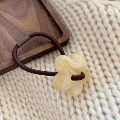 Acryl Flowers Decor Hair Tie，Women's Casual Everyday Rubber Band