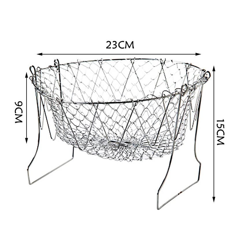 Stainless Steel Folding Fry Basket - Multi-Function Kitchen Strainer for Frying