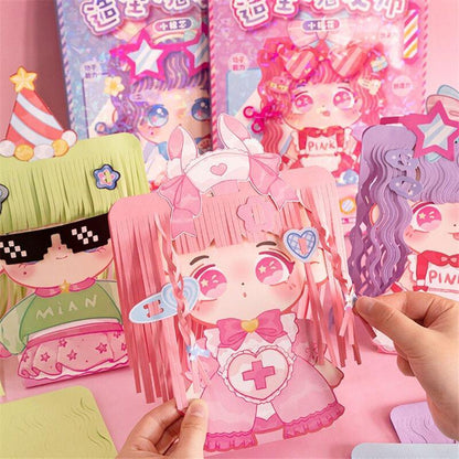👧 DIY Hair Stylist Sticker Set – Reusable Multi-Functional Dress-Up Stickers, Creative Hairstyle & Fashion Play for Girls
