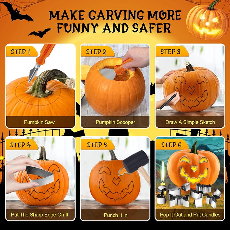 Halloween Pumpkin Carving Kit & Creative DIY Cookie Cutter Set