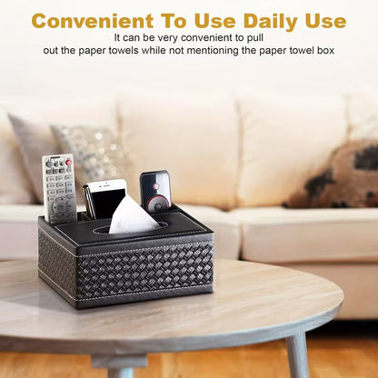 Multi-Functional Tissue & Remote Control Organizer Box with 4 Compartments