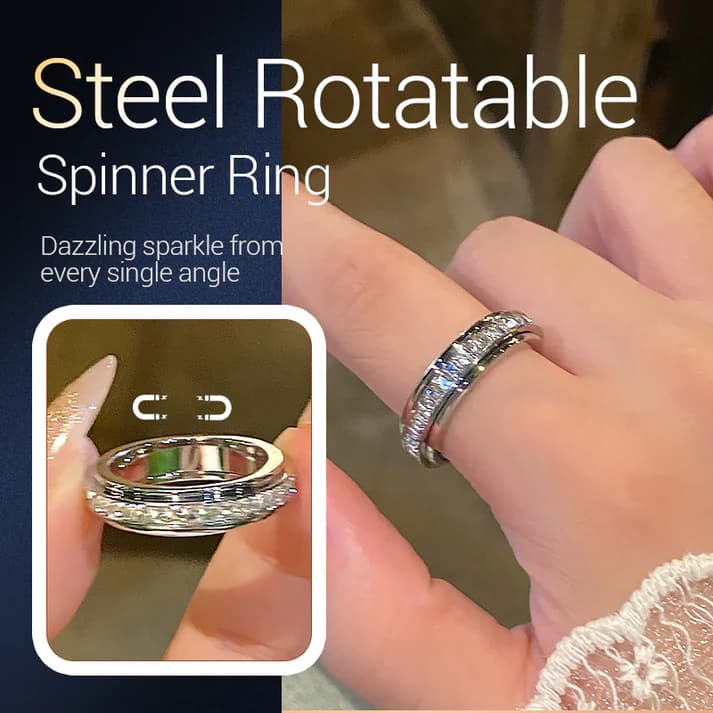 Titanium Steel Spinner Ring – Rotatable with Zirconia, Unisex Stress Relief Ring
