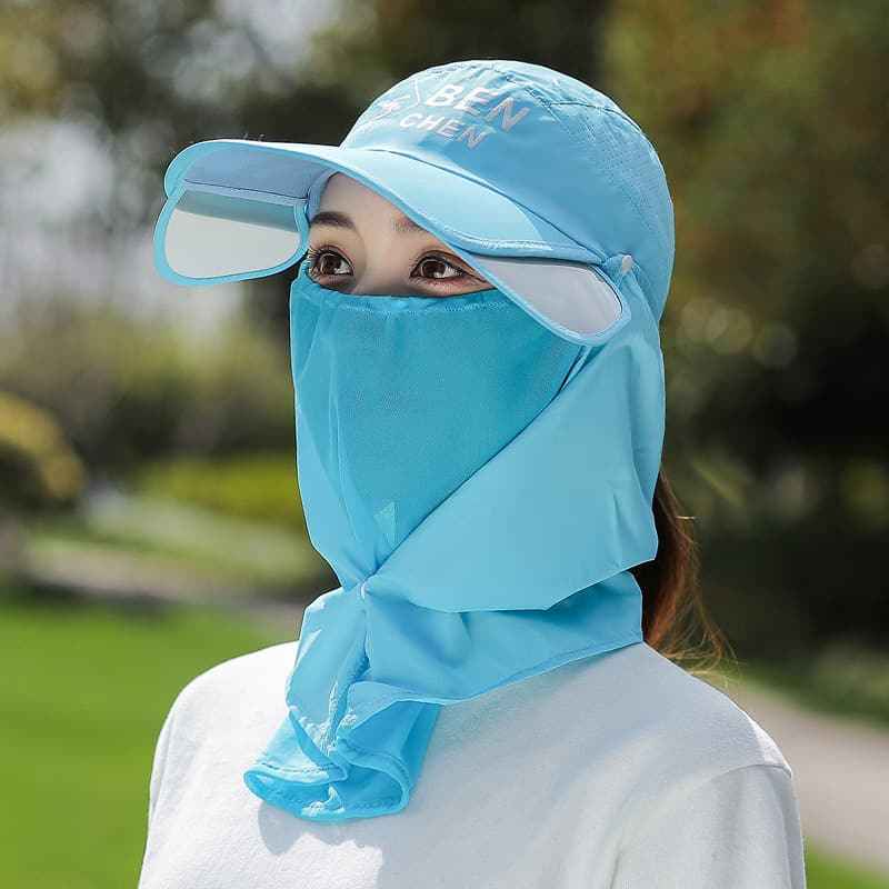 4-in-1 Extendable Brim Sun & Bug Hat – Neck Flap + Insect Veil + Face Cover, UPF Unisex Baseball Cap