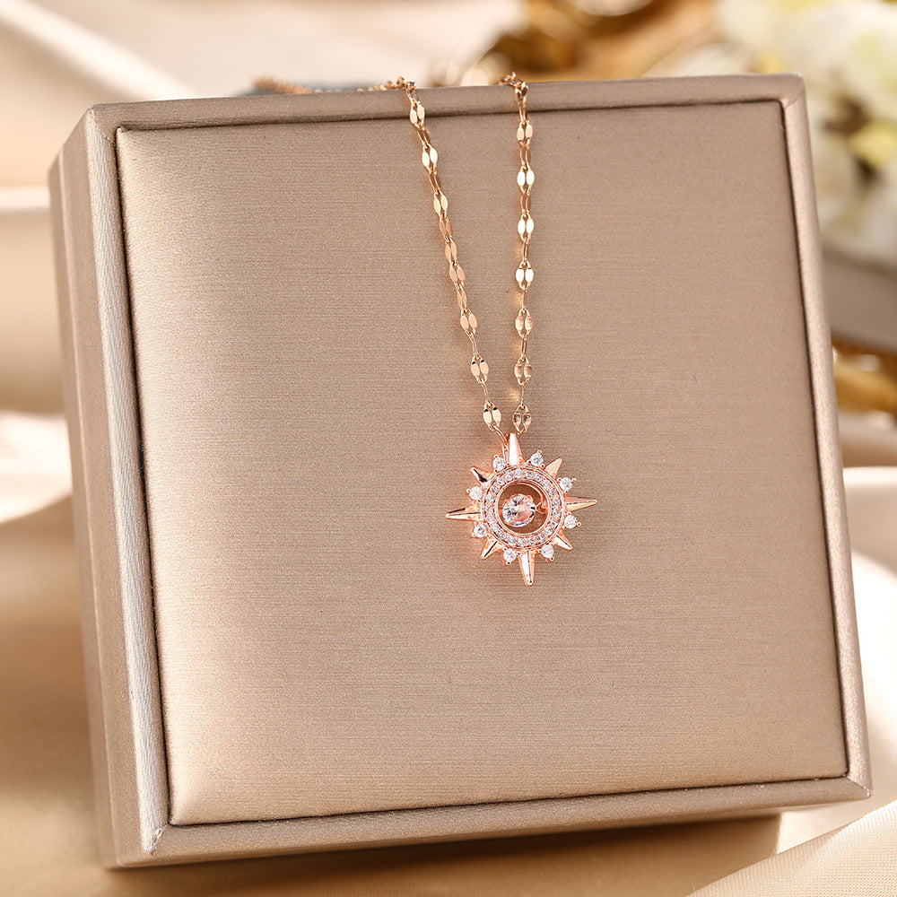 Micro-Paved Full Diamond Beating Heart Titanium Steel Necklace