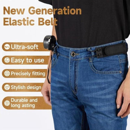 New Buckleless Belt with Hook – Metal Hook & Velcro, Adjustable & Stretchy, Comfortable Everyday Wear, Unisex