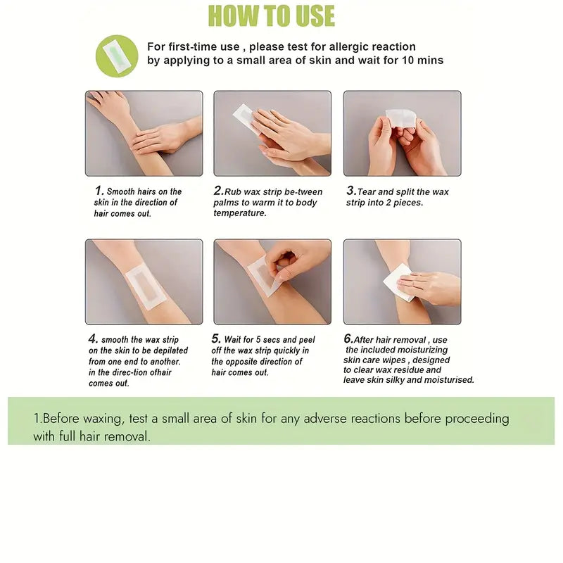 Tear-Off Hair Removal Wax Strips-Upper Lip/Eyebrow/Chin/Finger Hair Removal