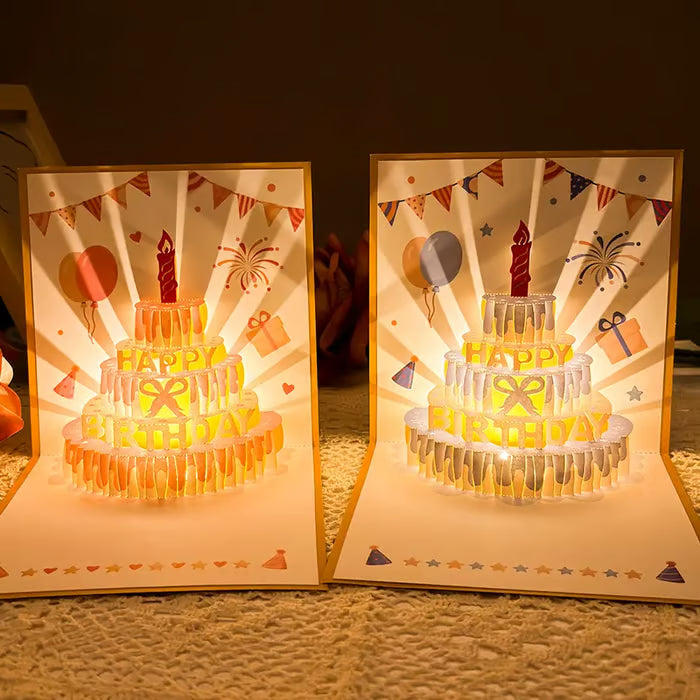 3D Pop-Up Birthday Card with Colorful Music & LED Lights