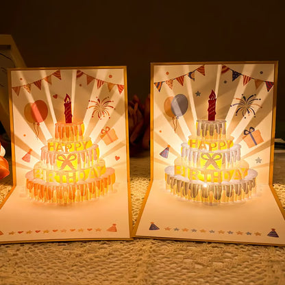 3D Pop-Up Birthday Card with Colorful Music & LED Lights