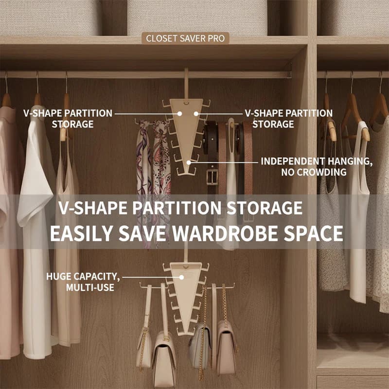 Multi-Functional V-Shaped Double Sided Hanger Storage Rack – Organizes Scarves, Hats & Bags, Dual-Sided & Space-Saving