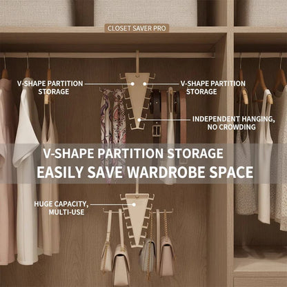 Multi-Functional V-Shaped Double Sided Hanger Storage Rack – Organizes Scarves, Hats & Bags, Dual-Sided & Space-Saving
