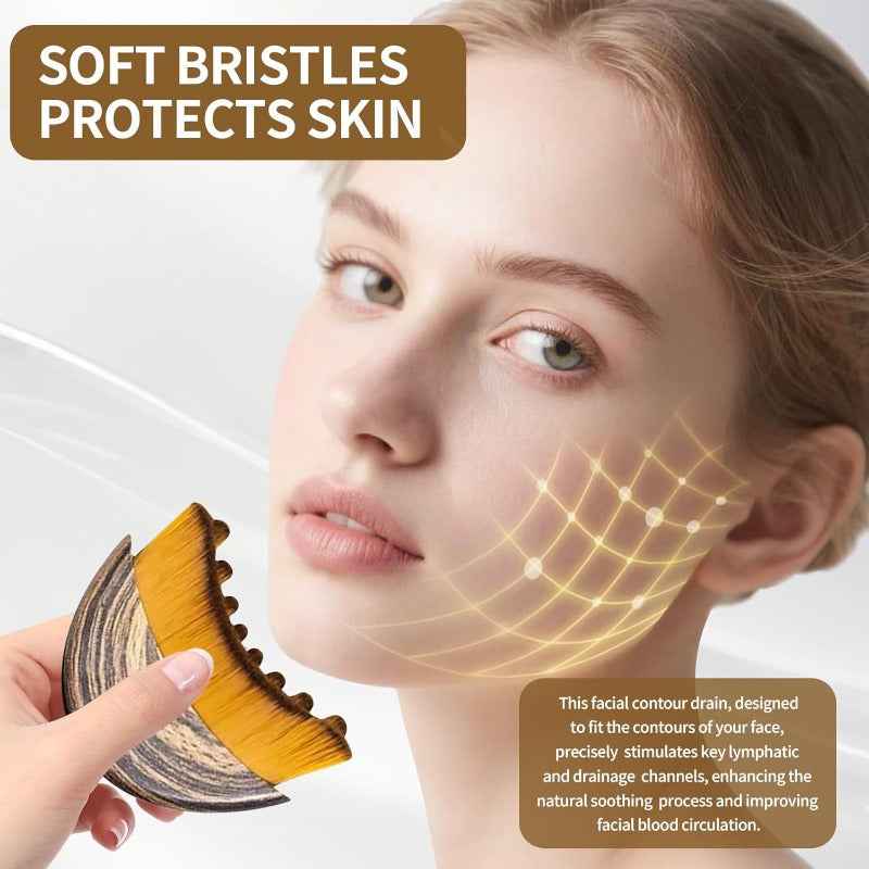 Facial Contour & Lymphatic Drainage Brush – 5-Minute Daily Face Lift, Reduce Puffiness & Double Chin
