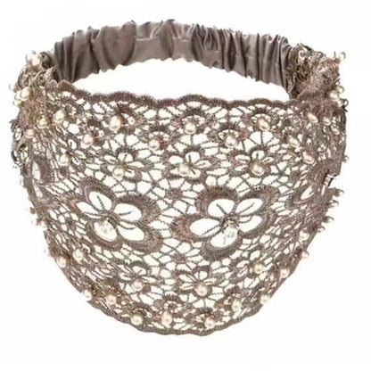 Plum Blossom Hollow Beaded Wide Headband – Elegant & Vintage, Flattering Wide Design for All Face Shapes
