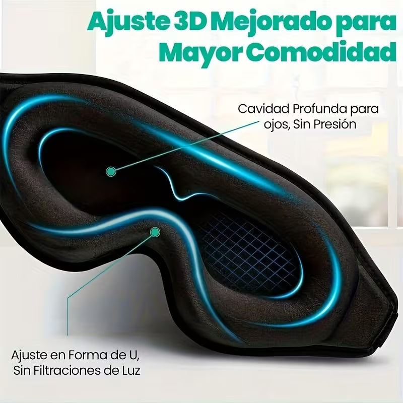 3D Contoured Sleep Mask - 100% Blackout Noise Reducing