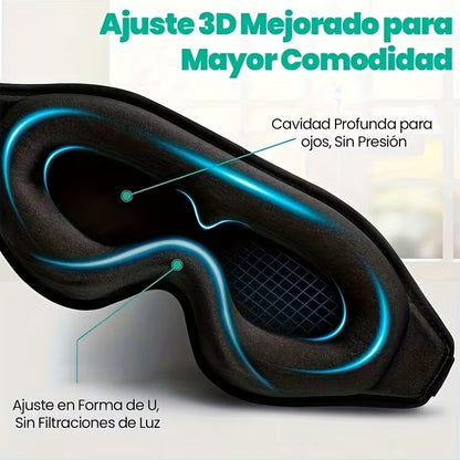 3D Contoured Sleep Mask - 100% Blackout Noise Reducing