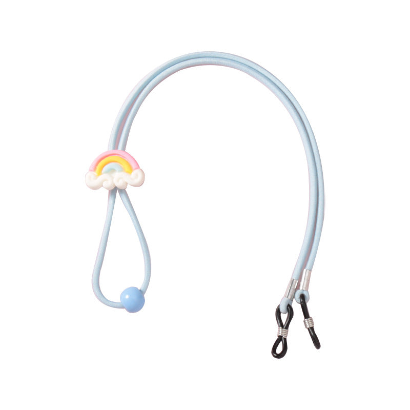 Kids Cartoon Glasses Neck Strap Anti-Lost Holder, Adjustable Elastic Fun Design for Children