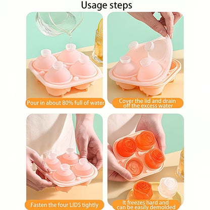 🌹🧊  Rose-Shaped Food-Grade Silicone Ice Mold