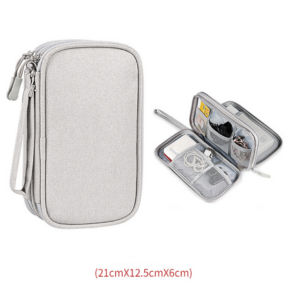 Travel Electronics Organizer - Portable Cable and Charger Storage Bag, Durable Polyester, Mesh Pockets for Accessories, Ideal for Men and Women