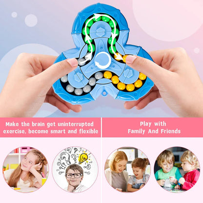 Fidget Spinner + Six-Sided Rotating Cube 2-in-1, Magic Bean Fun Educational Toy