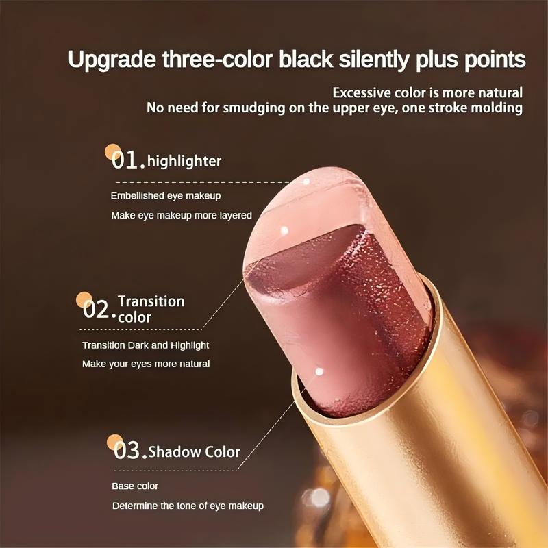 Three-Color Pearl Glitter Eyeshadow Stick, Color-Gradation Effect