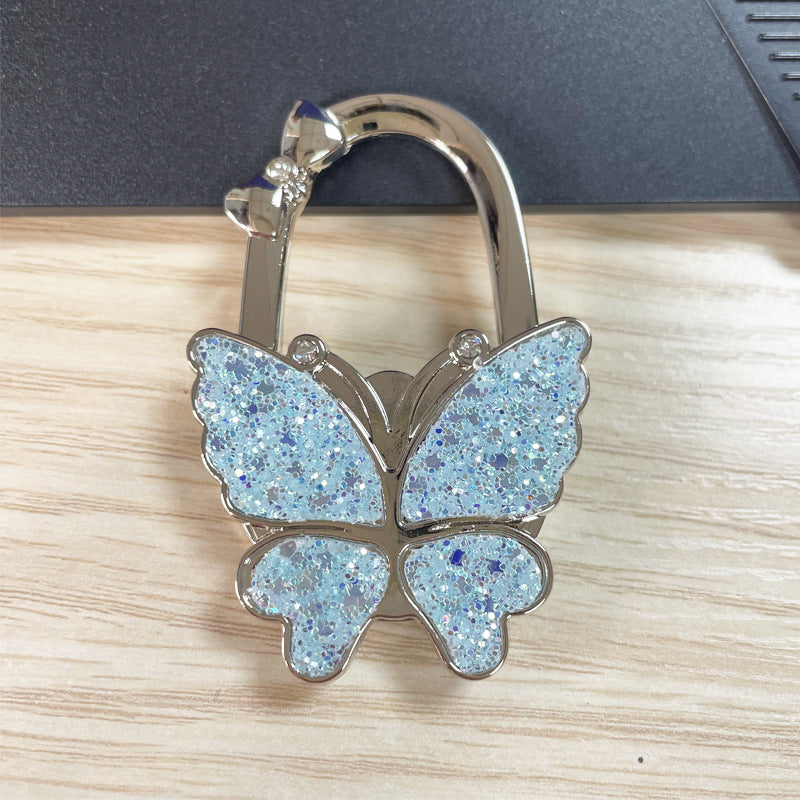 🦋✨ Sparkly Butterfly Foldable Handbag Hook – Cute Portable Non-Slip Purse Hanger for Girls, Travel & Restaurants