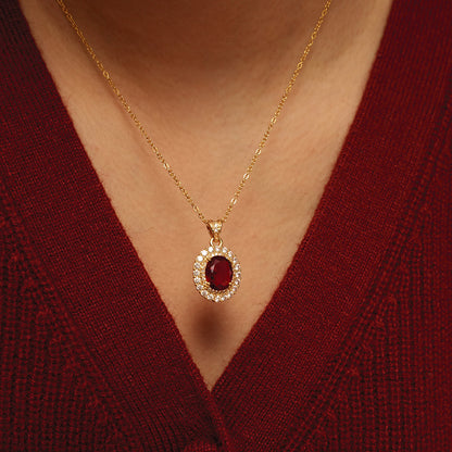 【Banquet Exclusive】Vintage-inspired, Delicate Luxury Elegant Sparkling Micro-paved Ruby Necklace