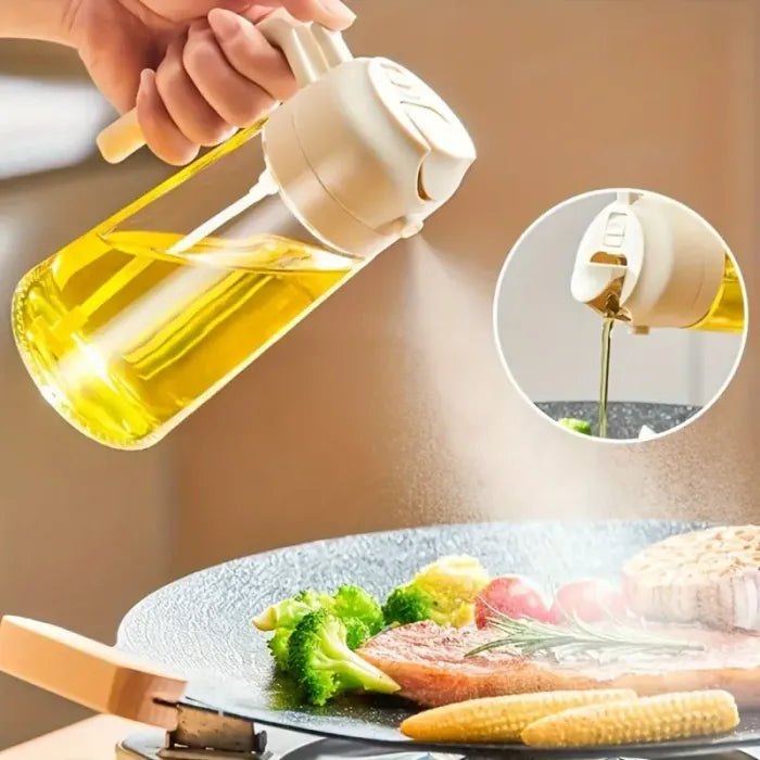 2-in-1 Glass Oil Spray Bottle with Pourer