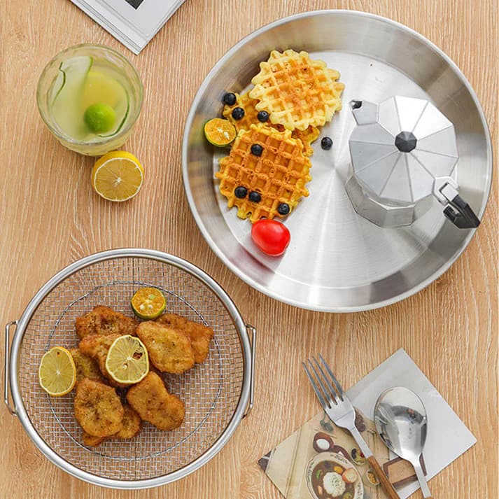 Stainless Steel Oil Strainer Tray – Dual-Handle Design for Easy Lifting