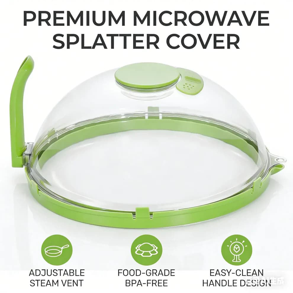 Microwave Splatter Cover with Steamer – Clear, Built-in Steaming Tray