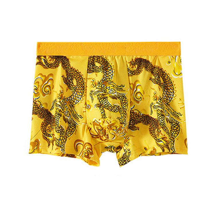 Golden Dragon Pattern Men's Printed Boxer Briefs