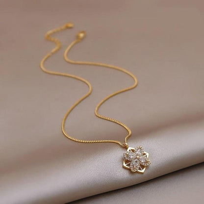 Rotatable Floral Pendant Necklace for Women