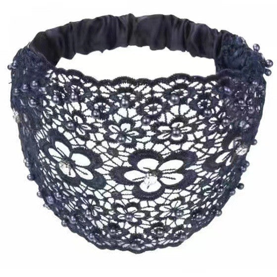Plum Blossom Hollow Beaded Wide Headband – Elegant & Vintage, Flattering Wide Design for All Face Shapes