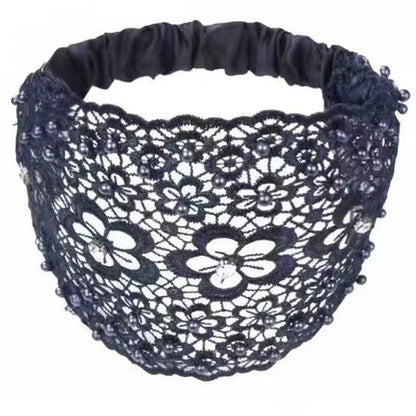 Plum Blossom Hollow Beaded Wide Headband – Elegant & Vintage, Flattering Wide Design for All Face Shapes