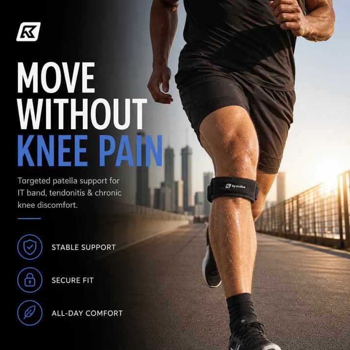 Sports Patella Brace – Adjustable strap, breathable neoprene. Relieves knee pain, stabilises patella
