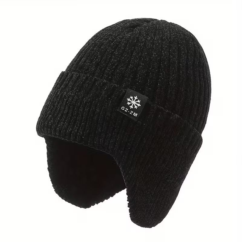 Unisex Winter Warm Knit Hat with Fleece Lining and Ear Protection
