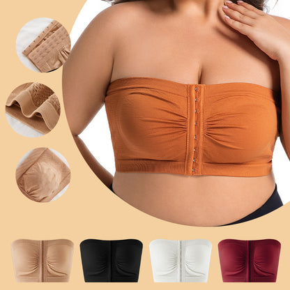 Plus Size Strapless Front Buckle Breathable Bra